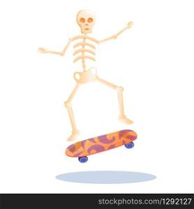 Skeleton skateboard icon. Cartoon of skeleton skateboard vector icon for web design isolated on white background. Skeleton skateboard icon, cartoon style