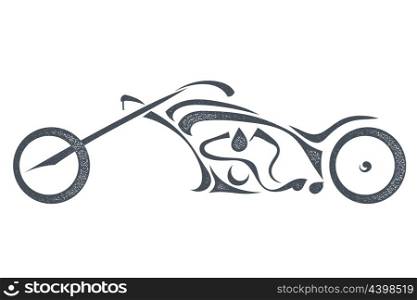 Sketch black motorcycle isolated on white background. Stock vector illustration.