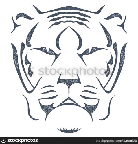 Sketch black silhouette of tiger head isolated on white background. Style grunge. Stock vector illustration.