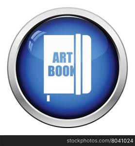 Sketch book icon. Glossy button design. Vector illustration.