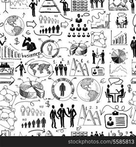 Sketch business organization management process seamless pattern doodle vector illustration