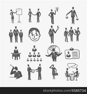 Sketch business organization management structure meeting people icon set isolated doodle vector illustration