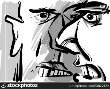 Sketch Cartoon Drawing Illustration of Angry Arguing People