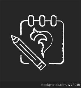Sketch chalk white icon on dark background. Hand drawn pictures. Implementing clients ideas. Creating beautiful drawings. Tattoo professionals. Isolated vector chalkboard illustration on black. Sketch chalk white icon on dark background