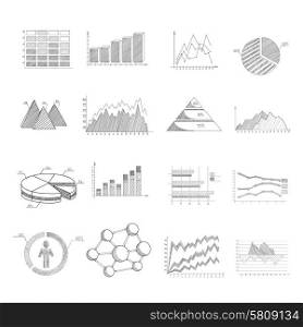 Sketch diagrams charts and infographic elements set isolated vector illustration. Sketch Diagrams Set