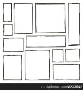 Sketch frames doodle collection. Sketchy frame, hand drawn squares shapes. Black line square for photo box. Art strokes shapes neoteric vector kit of sketchy doodle frame illustration. Sketch frames doodle collection. Sketchy frame, hand drawn squares shapes. Black line square for photo box. Art strokes shapes neoteric vector kit