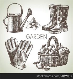 Sketch gardening set. Hand drawn design elements &#x9;