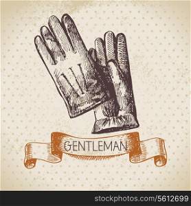 Sketch gentlemen accessory. Hand drawn men illustration