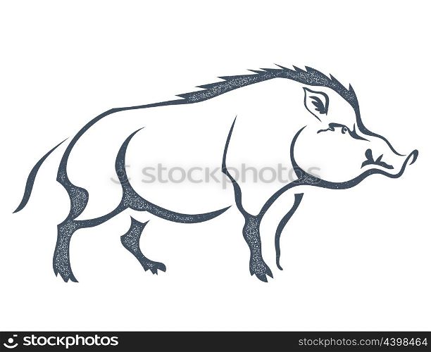 Sketch grunge wild boar in the profile.Stock vector illustration.