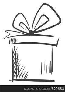 Sketch of a black and white gift box vector or color illustration