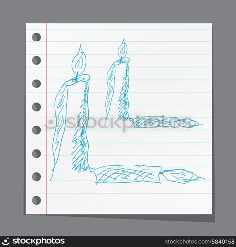 sketch of a burning candle