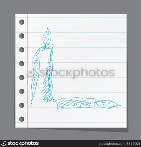 sketch of a burning candle