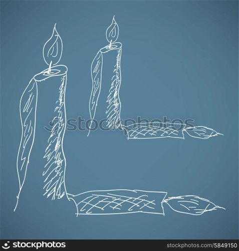 sketch of a burning candle