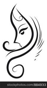 Sketch of a girl tattoo, illustration, vector on white background.