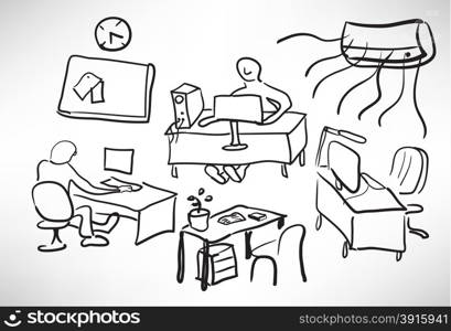 Sketch of a typical day at the office