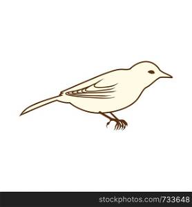 Sketch of Bird. Brown Line Color Design. Vector Illustration.