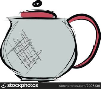 Sketch of ceramic teapot, kettle on white background. Vector illustration