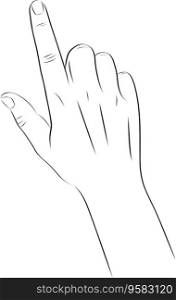 Sketch of hand pointing finger gesture, Forefinger, index finger illustration 