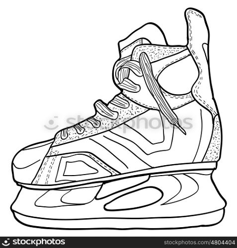 Sketch of hockey skates. Skates to play hockey on ice, vector illustration.
