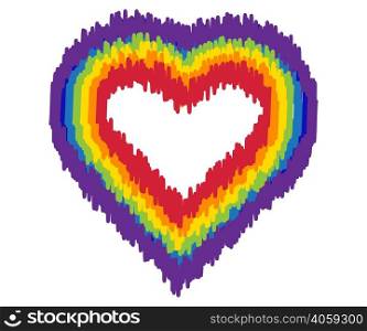 sketch of rainbow colored heart with paint splashes on background.. sketch of rainbow colored heart with paint splashes