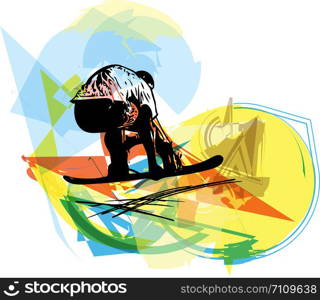 Sketch of Sandboarding colorful abstract illustration