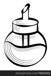 Sketch of sugar-basin, sweet ingredient in glass bowl with tube. Black outline of sugar-bowl, coffee or cook element, mix equipment, kitchenware vector. Sugar-bowl Object, Sketch of Sugar-basin Vector