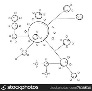 sketch of the circles connected by lines. sketch of the circles connected by lines on white background