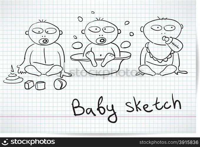 Sketch of three baby