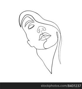 Sketch of woman in minimal linear style on white background. 