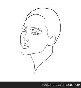 Sketch of woman in minimal linear style on white background. 