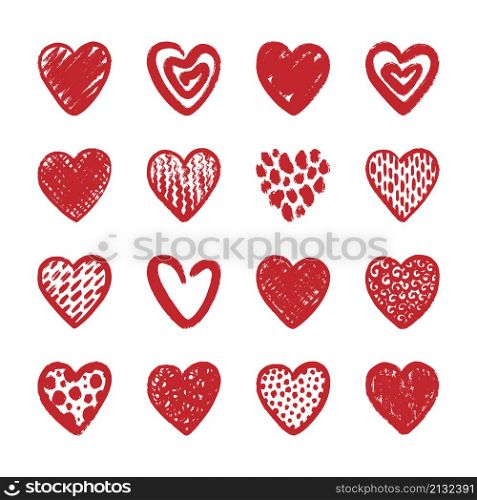 Sketch red hearts. Grunge heart, wedding romance artwork. Highlighter drawing elements, valentines day sign. Isolated dirty love symbols, swanky vector set. Illustration of wedding romantic. Sketch red hearts. Grunge heart, wedding romance artwork. Highlighter drawing elements, valentines day sign. Isolated dirty love symbols, swanky vector set