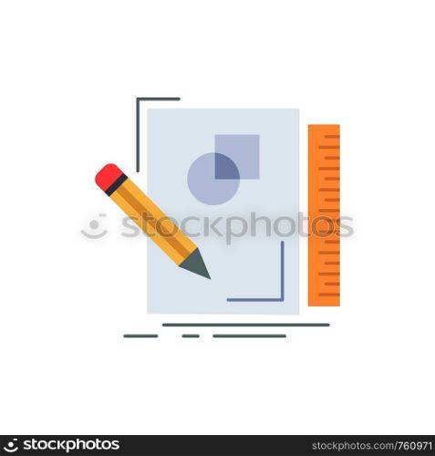 sketch, sketching, design, draw, geometry Flat Color Icon Vector