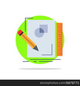 sketch, sketching, design, draw, geometry Flat Color Icon Vector