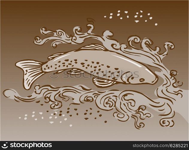 sketch style vector illustration of a speckled trout swimming underwater. speckled trout swimming underwater