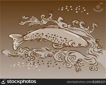sketch style vector illustration of a speckled trout swimming underwater. speckled trout swimming underwater