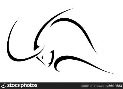 Sketch the profile of a bull isolated on a white background. Trademark farm. Vector illustration.