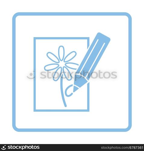 Sketch with pencil icon. Blue frame design. Vector illustration.