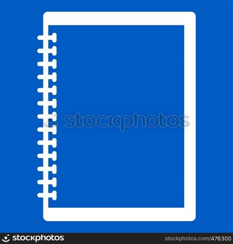 Sketchbook icon white isolated on blue background vector illustration. Sketchbook icon white