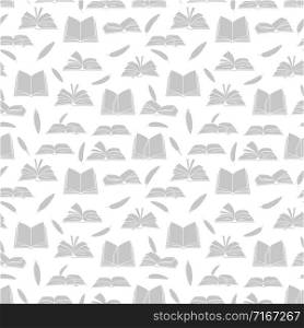 Sketchbooks, books, diary and feathers seamless pattern. Book and feather allegory, write literary illustration. Sketchbooks, books, diary and feathers seamless pattern