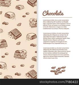 Sketched chocolate bars flyer or banner poster template. Vector illustration. Sketched chocolate bars flyer or banner template