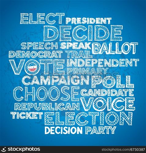 Sketched hand drawn election text design background. Election campaign button background