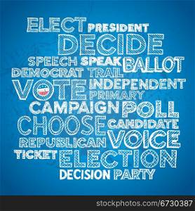 Sketched hand drawn election text design background. Election campaign button background
