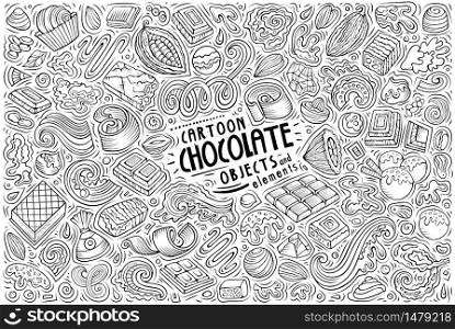 Sketchy vector hand drawn doodle cartoon set of Chocolate theme items, objects and symbols. Vector doodle cartoon set of Chocolate theme items, objects and symbols