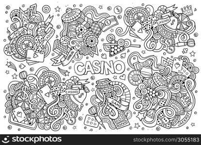 Sketchy vector hand drawn doodles cartoon set of Casino objects and symbols. Sketchy vector hand drawn doodles cartoon set of Casino objects