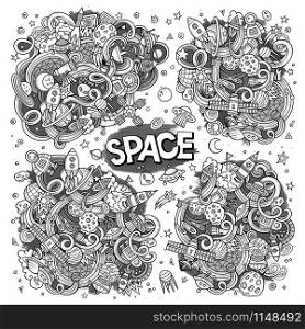 Sketchy vector hand drawn doodles cartoon set of Space objects and symbols. Sketchy vector hand drawn doodles cartoon set of Space designs