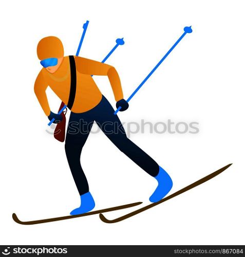 Ski biathlon icon. Cartoon of ski biathlon vector icon for web design isolated on white background. Ski biathlon icon, cartoon style