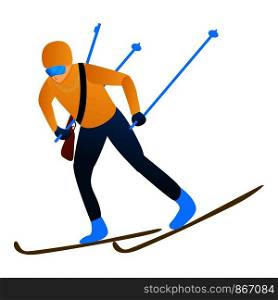 Ski biathlon icon. Cartoon of ski biathlon vector icon for web design isolated on white background. Ski biathlon icon, cartoon style