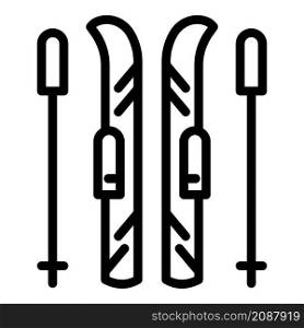 Ski equipment icon. Outline ski equipment vector icon for web design isolated on white background. Ski equipment icon, outline style