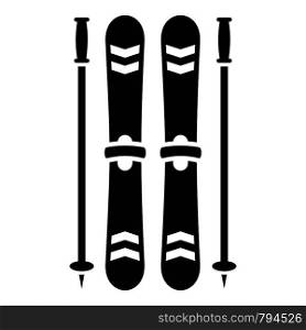 Ski equipment icon. Simple illustration of ski equipment vector icon for web design isolated on white background. Ski equipment icon, simple style