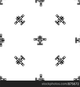 Ski equipped airplane pattern repeat seamless in black color for any design. Vector geometric illustration. Ski equipped airplane pattern seamless black